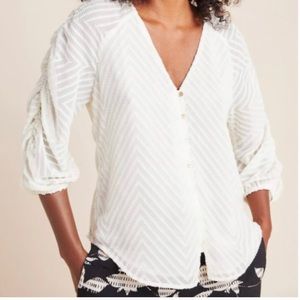 Dolan Left Coast Shirred Blouse in Ivory, XS